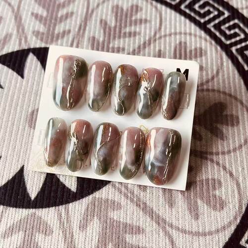 【D1271】中椭圆M号 穿戴甲美甲光疗甲指甲片新娘甲假指甲贴片