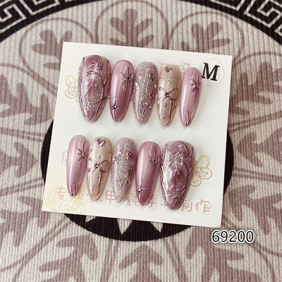 【D1436】中长梯M号 穿戴甲美甲光疗甲指甲片新娘甲假指甲贴片