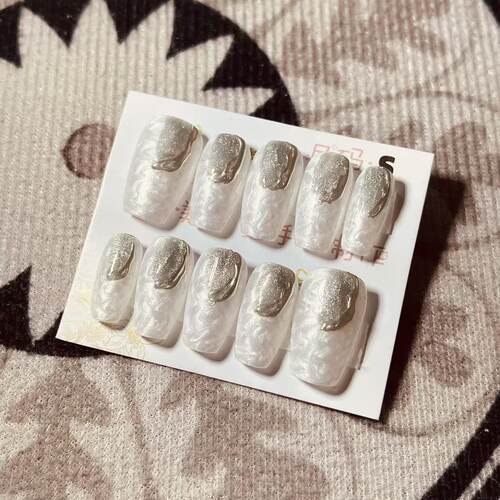 【D553】短梯S号 穿戴甲美甲光疗甲指甲片新娘甲假指甲贴片