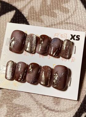 【D646】短方梯XS号 穿戴甲美甲光疗甲指甲片新娘甲假指甲贴片