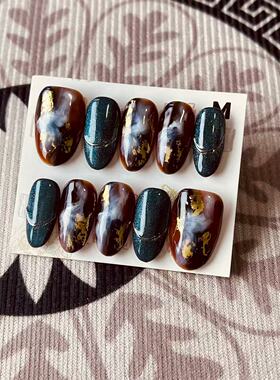 【D1268】中椭圆M号 穿戴甲美甲光疗甲指甲片新娘甲假指甲贴片