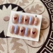 穿戴甲美甲光疗甲指甲片新娘甲假指甲贴片 椭圆S号 D1106 日式