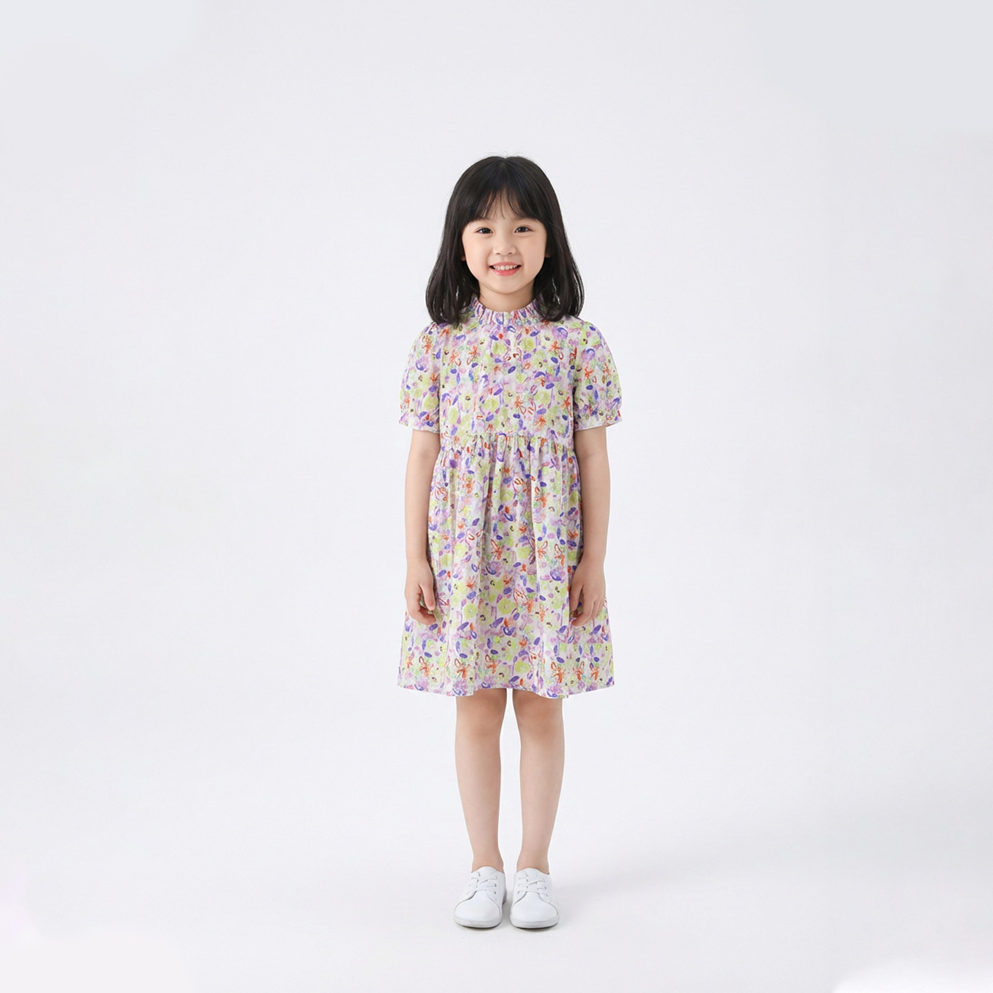 Hello Emily洋气童装短袖碎花连衣裙2026新款夏装女孩公主裙596