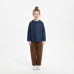 Hello 时髦牛仔衬衣2026春秋装 女儿童蓝色长袖 衣服1269 Emily童装