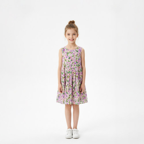 无袖背心裙夏女孩公主连衣裙碎花