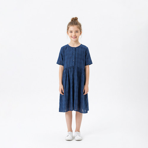 薄款短袖格子裙夏装女公主连衣裙