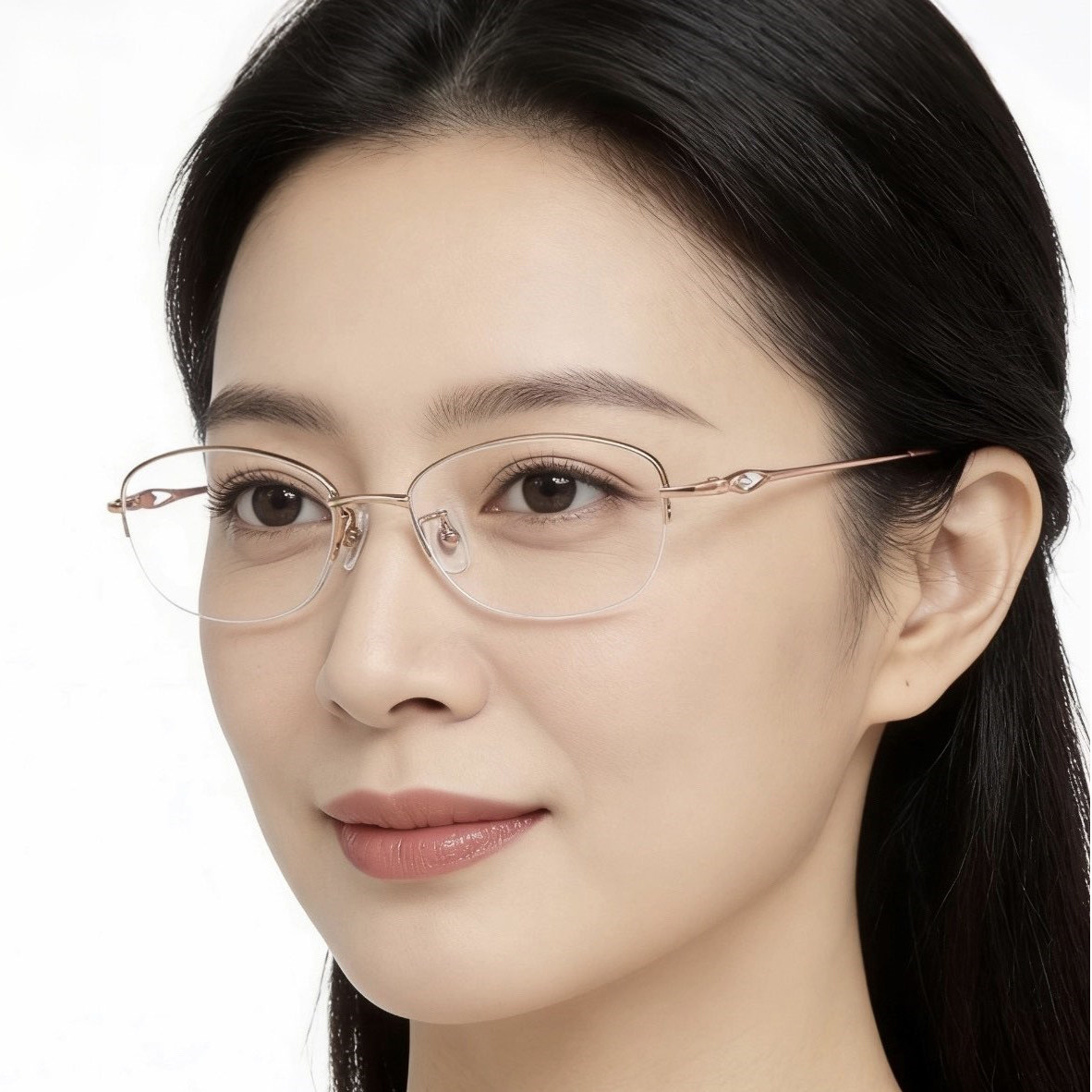 半框眼镜女纯钛商务小框高级感可配近视老花渐进两用有度数优雅