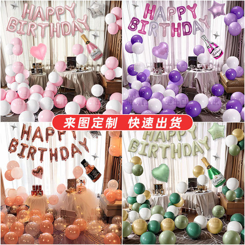 生日场景布置装饰气氛快乐道具气球派对高级氛围感男孩女孩18岁30