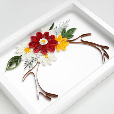 拙木原创鹿角衍纸立体纸艺diy