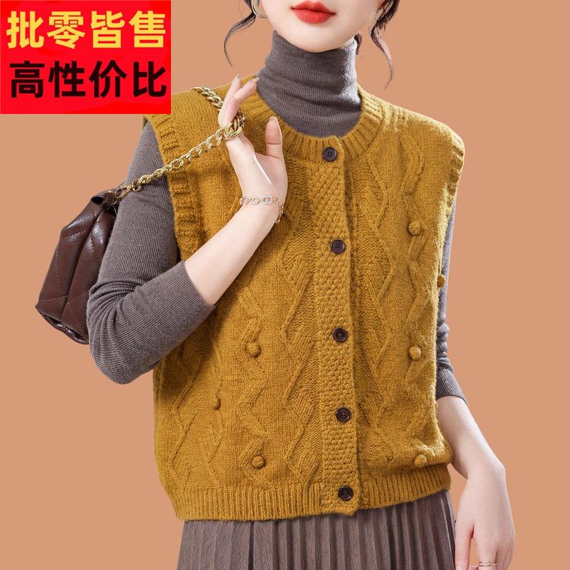 粗针毛衣马甲女春装2026新款小香风针织毛线背心叠穿羊毛马夹外搭