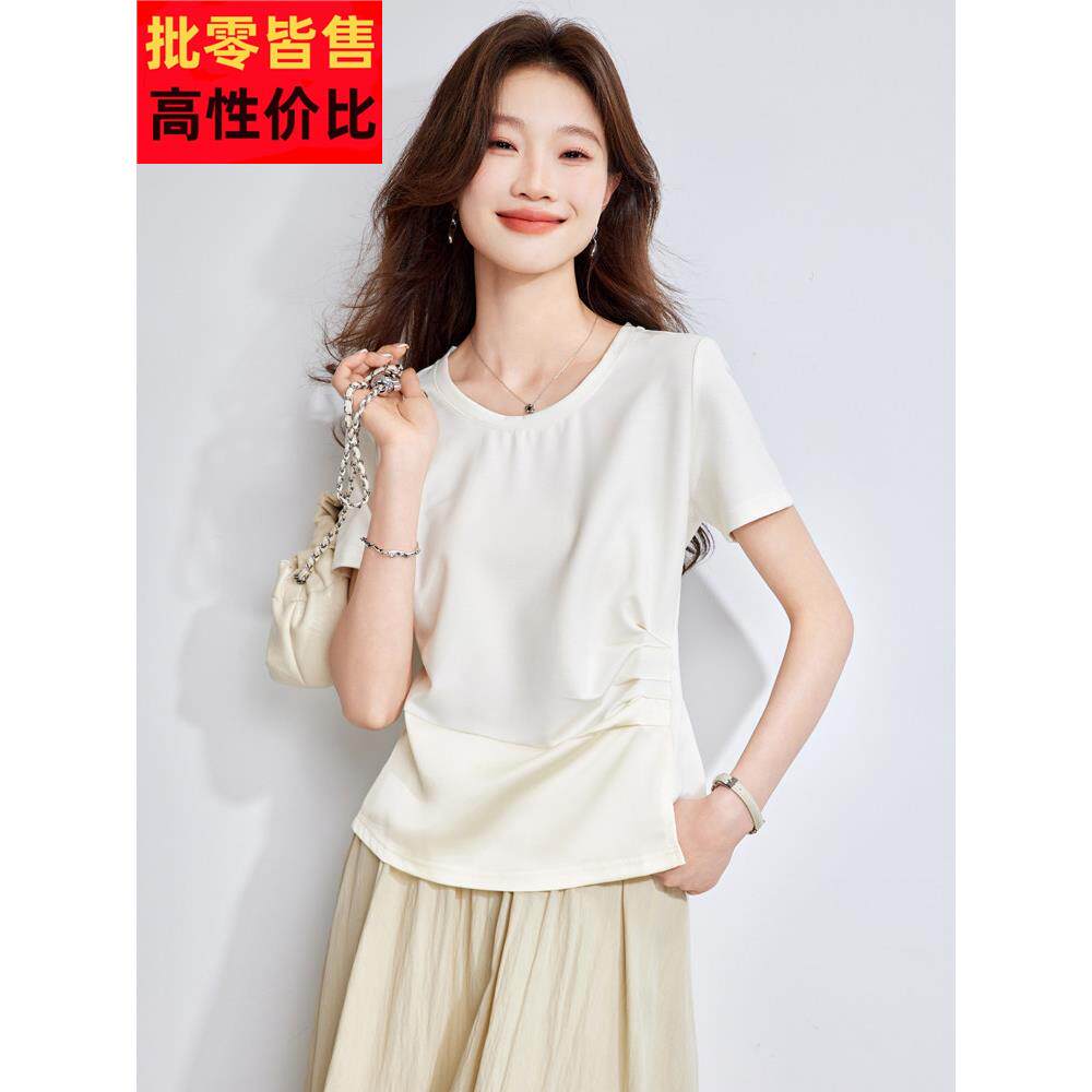 白色短袖女式t恤2025新款夏季短款小个子，超级好看，独特而美丽