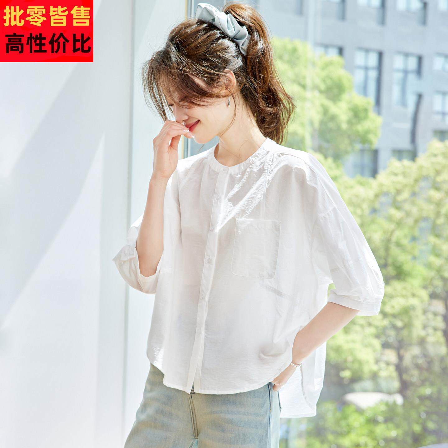 杭州真丝上衣女短袖夏季2025新款爆款衬衫高端品牌桑蚕丝白色小衫