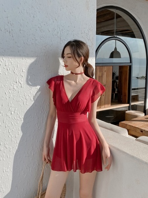 黛安芬裙式连体泳衣女