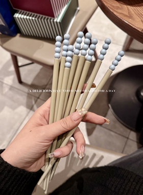 ins简约风筷子豆豆创意筷子抗菌防霉防滑筷合金材质筷子主人筷