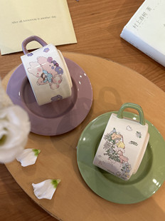 办公室咖啡杯早餐杯盘家用兔子水杯 馨舒阿满春日咖啡杯碟礼盒套装
