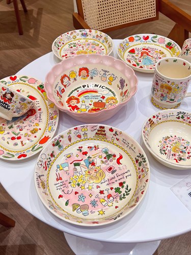 8寸陶瓷餐具早餐平盘釉下彩菜盘