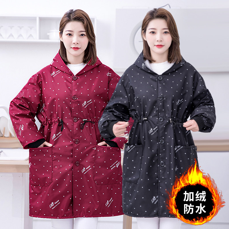 连帽防水正穿罩衣加绒长袖工作服