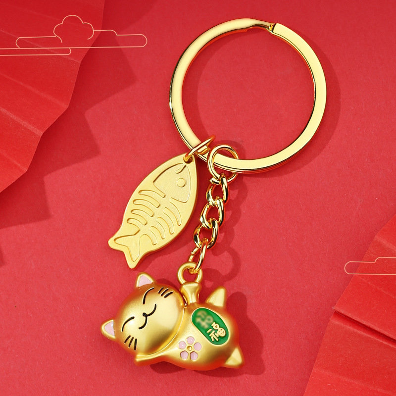 福猫可爱卡通钥匙链免费刻字定制