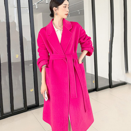 高端韩系高级感赫本气质女神双面羊绒大衣女秋冬加厚羊毛呢子外套