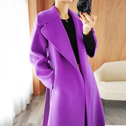 老钱大牌安可拉红气质中长韩系正肩双面羊绒大衣加厚羊毛呢子外套