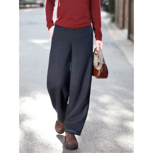 牛仔深蓝舒适长裤 女显瘦显腿长休闲女裤 弯刀裤 2026帛色初春新款