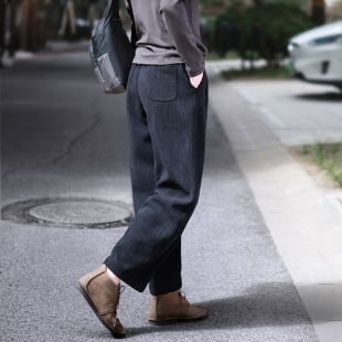 舒适松紧腰星空条纹休闲女裤 女高腰宽松九分裤 萝卜裤 2026初春新款