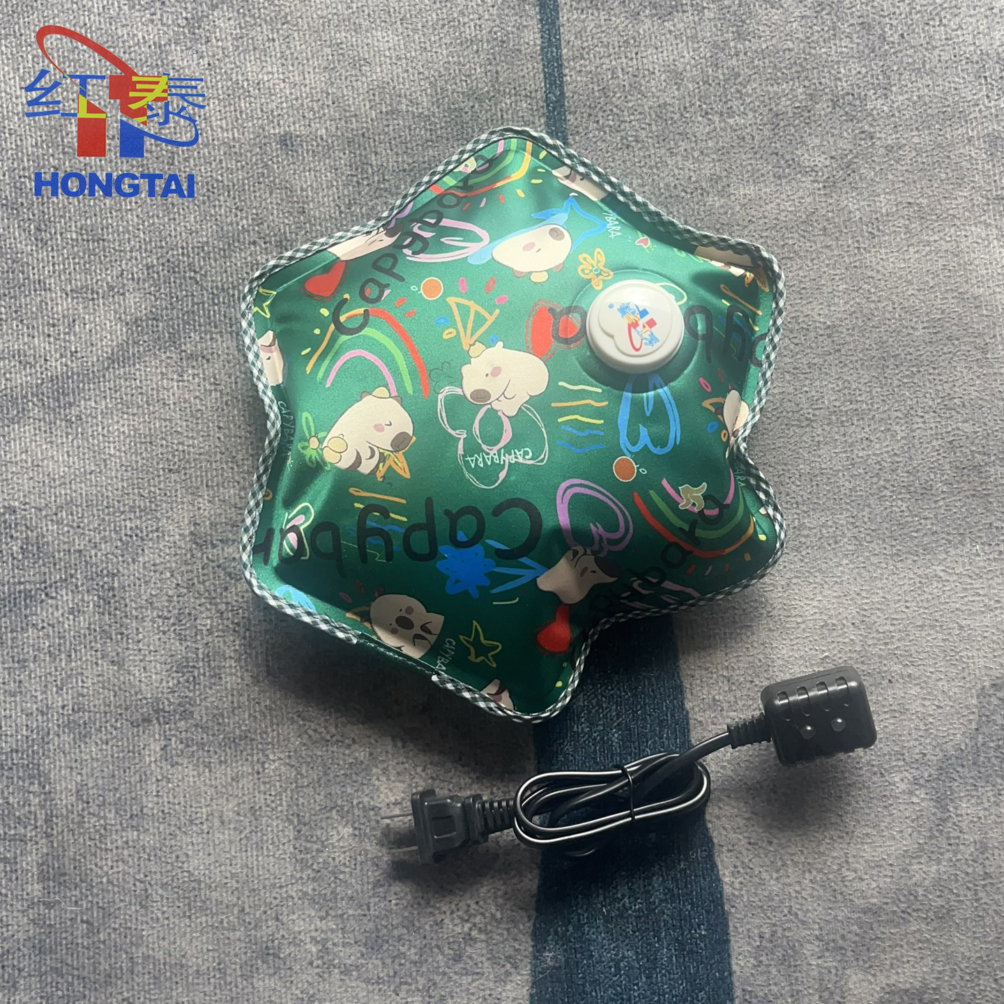 全新正品红泰电热水袋丝光布超柔卡通绒布大枕已注水暖宫暖腰暖手