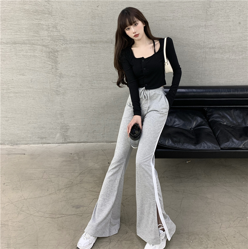 Women's spring and autumn new split design, loose and versatile pants
