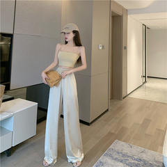 Real photo of 2021 summer new thin shoulder strap Strapless Top + champagne wide leg pants