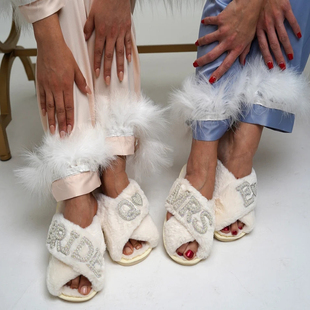 Bride Slippers Bridesmaid Gift新娘拖鞋婚前派对婚礼礼物伴娘鞋
