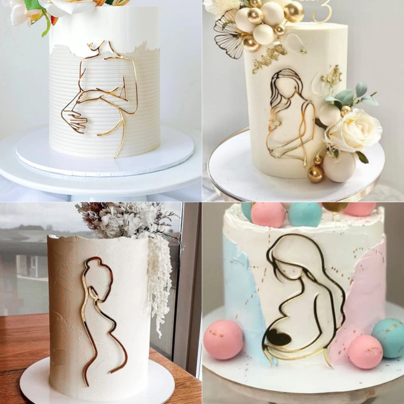 Lady Cake Topper Charm准妈妈派对蛋糕装饰孕妇蛋糕插牌新生儿礼