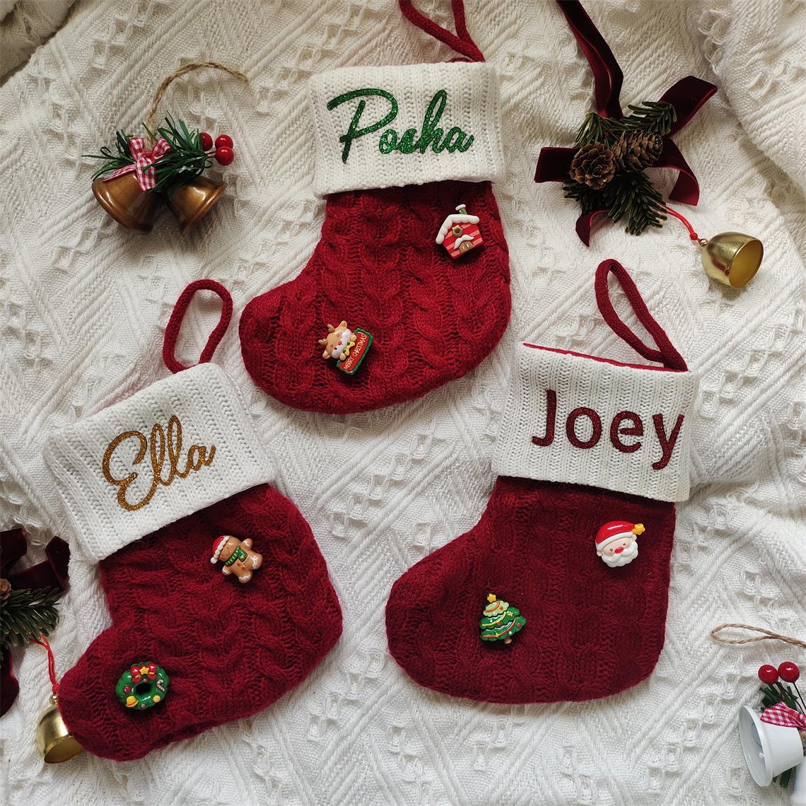 Christmas Stocking定制名字圣诞袜节日礼物家庭圣诞装饰圣诞挂件