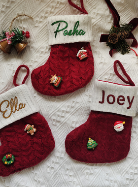 Christmas Stocking定制名字圣诞袜节日礼物家庭圣诞装饰圣诞挂件