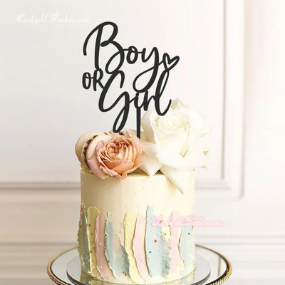 Boy or Girl Cake Topper 新生儿性别揭示蛋糕插牌 Baby Shower