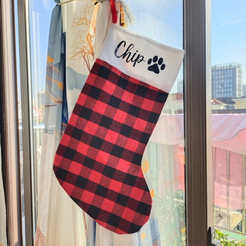 定制名字狗狗圣诞袜宠物圣诞礼物Custom dog Christmas stocking