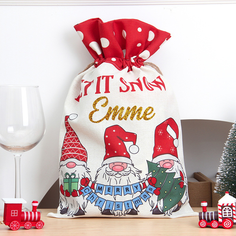 定制名字圣诞袋子圣诞老人礼物袋圣诞糖果袋零食袋圣诞装饰拍照用