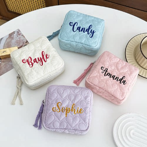 Makeup Bag 定制名字化妆包旅行洗漱包口红包姨妈巾卫生巾收纳包