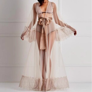 新款宫廷睡裙夏蕾丝性感长款薄纱睡衣甜美公主风法式复古家居服女