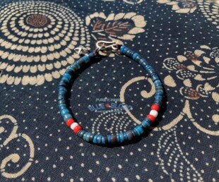 BLUE BLOOD原创设计摩根银币手工蓝染贝壳珠串 古琉璃珠手链