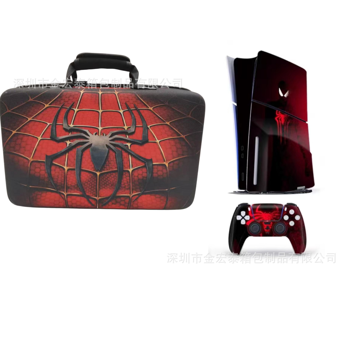 PS5slim主机手柄底座全套配件斜跨包PS5slim蜘蛛侠主题配件收纳包