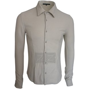 日单外贸潮牌样品衣淡驼色卡其色厚料弹力衬衣钢丝领修身 阿美咔叽