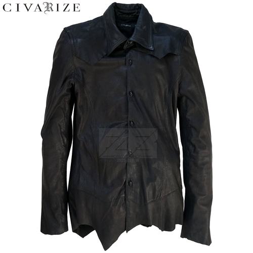 CIVARIZE 暗黑山羊皮衬衣不对称设计剪裁骷髅头骨骸骨涩谷视觉系
