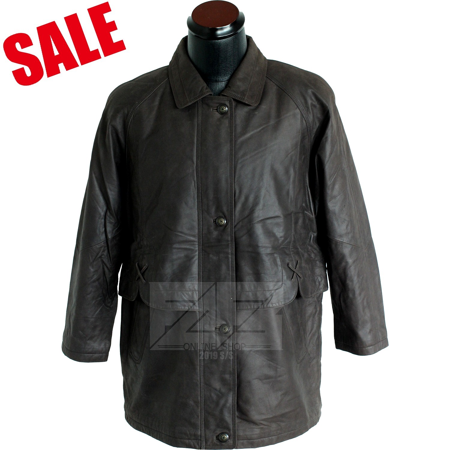 赔甩058 外贸 牛皮马褂 皮大衣 双层摆 长短叠 假两件 穿绳 胸122