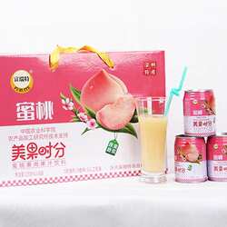 深州蜜桃果肉果汁饮料富瑞特250ml*8罐礼盒装衡水特产