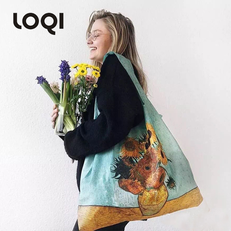 LOQI购物袋轻便可折叠环保袋时尚大容量收纳随身包梵高名画系列