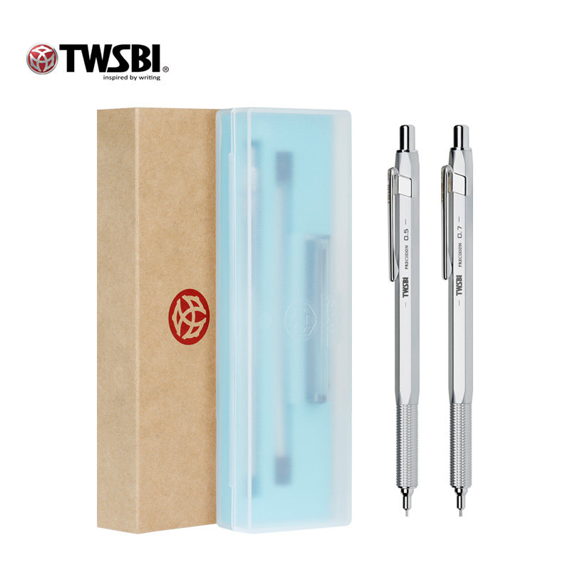 TWSBI三文堂台湾PrecisionPM自动铅笔0.50.7mm铅芯雾银色伸缩笔头