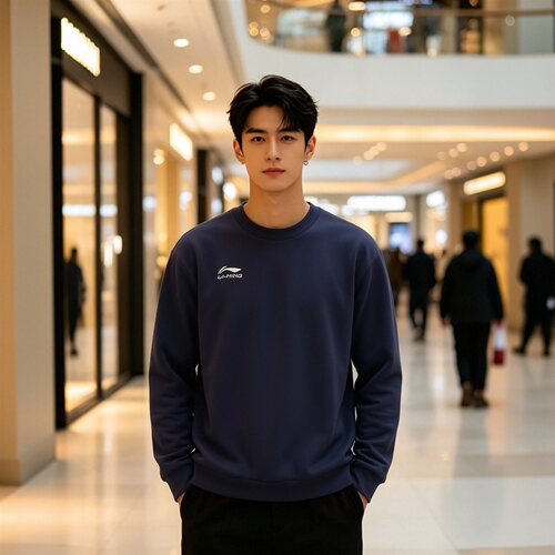 李宁日常运动男子圆领百搭卫衣