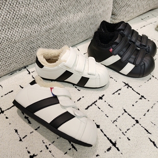 德训鞋冬季新款棉鞋2025百搭魔术贴贝壳头平底休闲大头板鞋加绒女