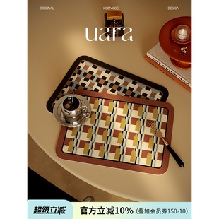 皮革柯尼格塞轻奢感客厅餐桌餐垫防水防油可擦免洗防烫隔