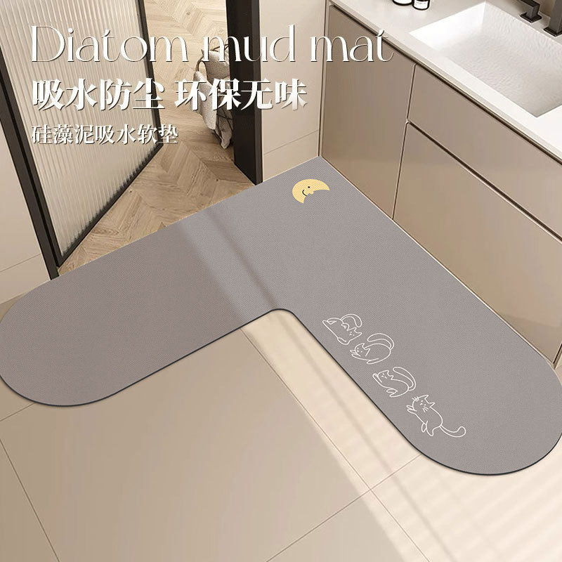 浴室门口地垫L型转角吸水防滑洗手池脚垫卫生间厕所干湿分离地毯